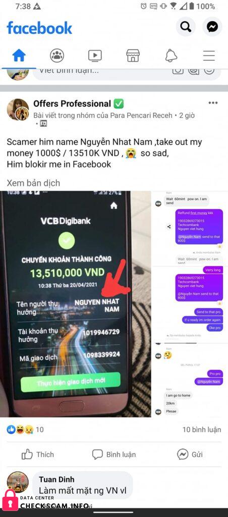 Evidence against Nguyen Nhat Nam