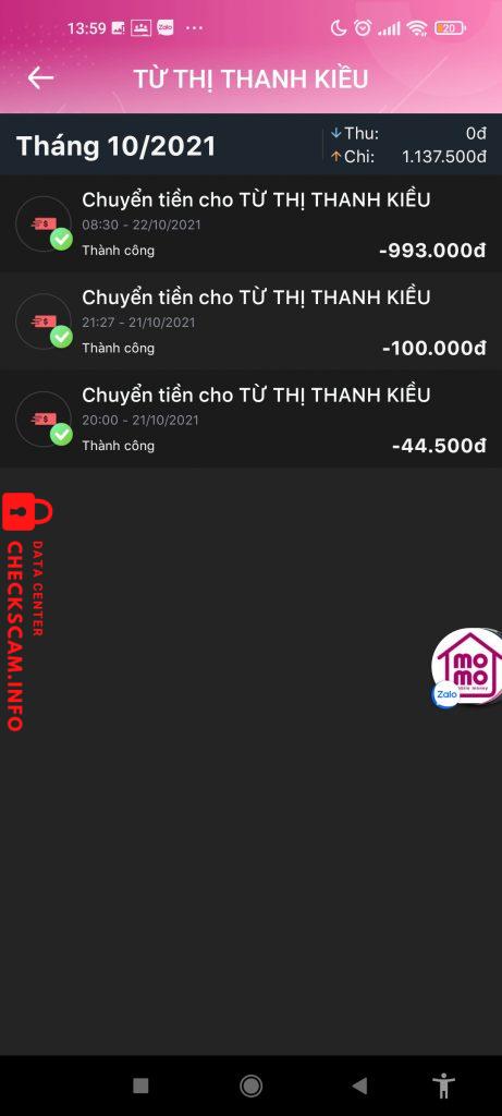 Evidence against Từ Thị Thanh Kiều
