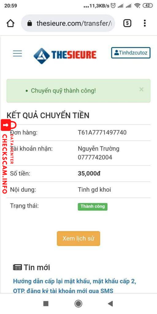 Evidence against 0868777787