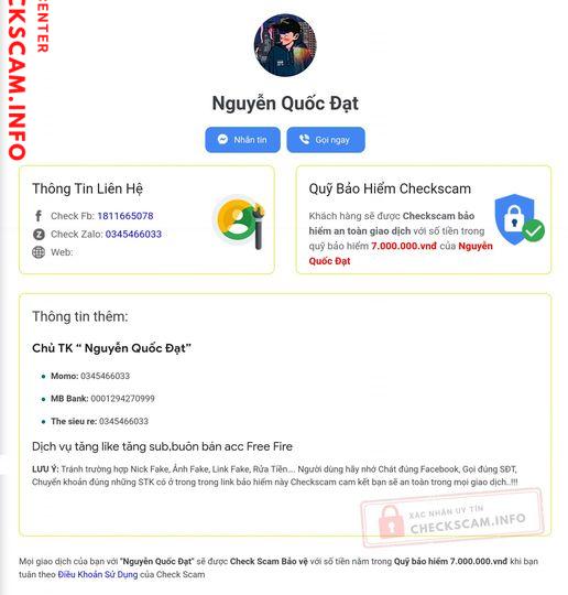 Evidence against Nguyễn Quốc Đạt (Fake BH Checkscam)