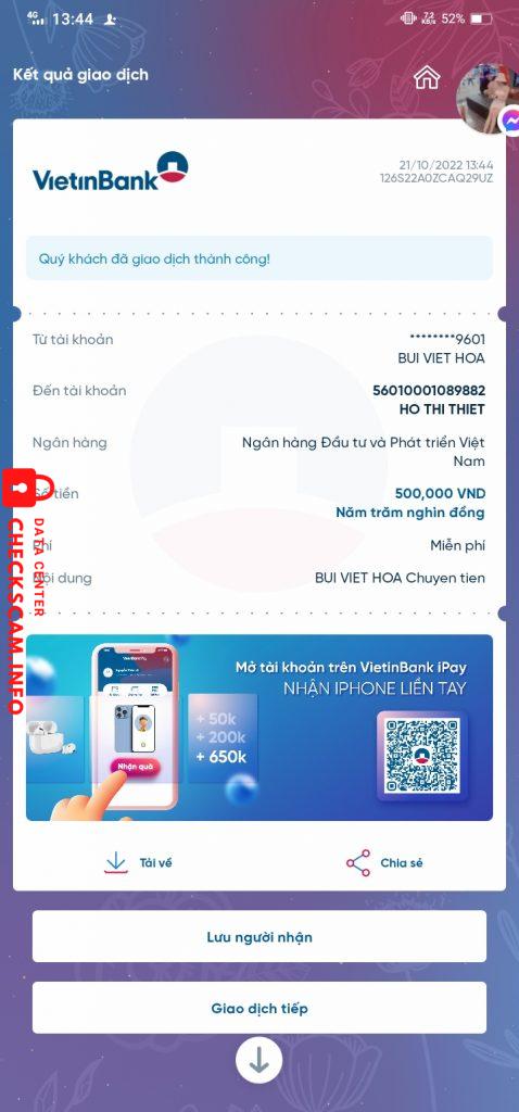 针对的证据 Ho Thi Thiet