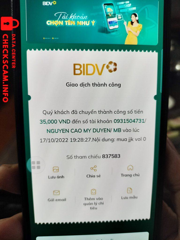 针对的证据 Nguyễn Cao Mỹ Duyên