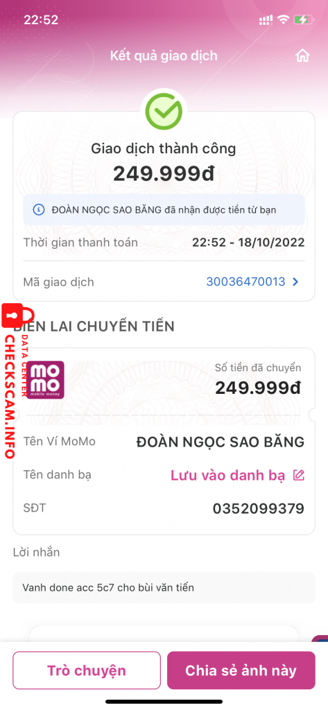 针对的证据 Đoàn Ngọc Sao Băng