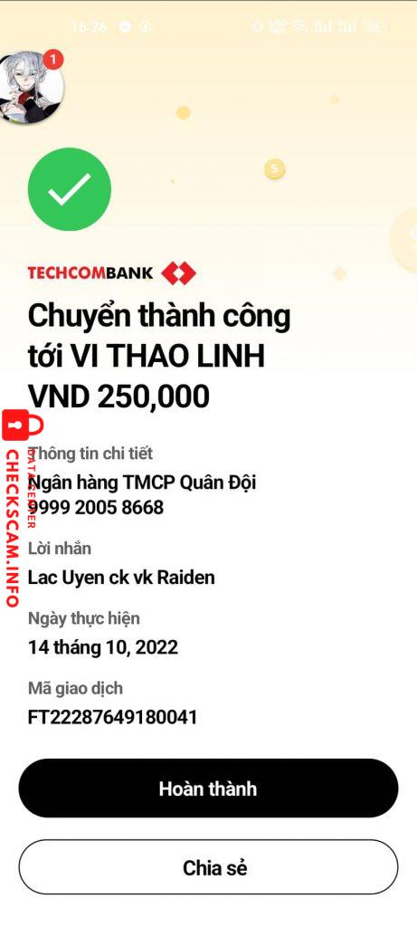 针对的证据 Vi Thảo Linh