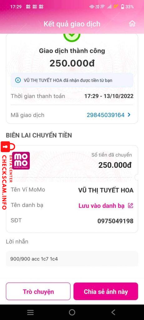 针对的证据 Vũ Thị Tuyết Hoa