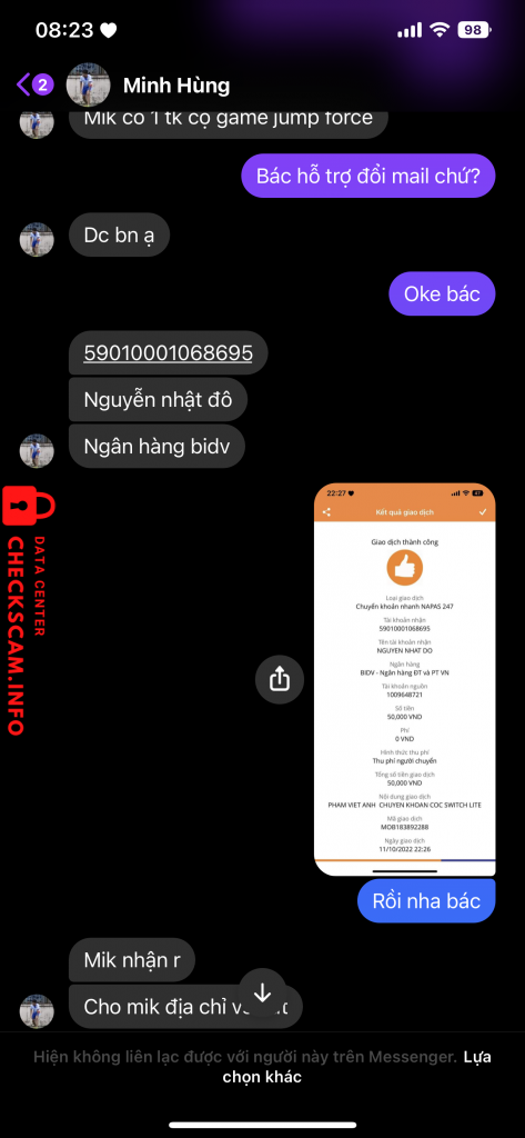 针对的证据 Nguyễn Nhật Đô