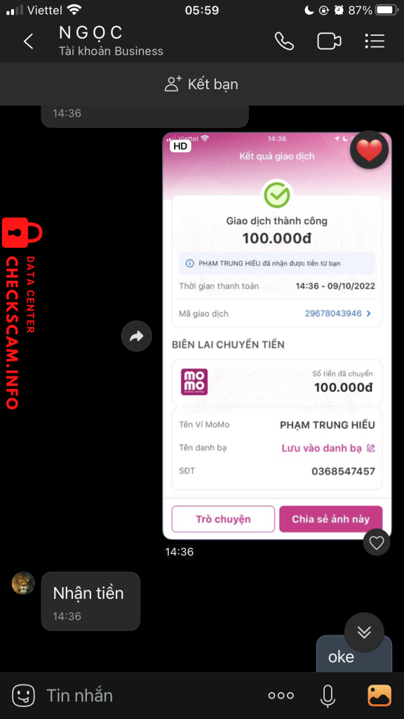 针对的证据 Phạm Trung Hiếu