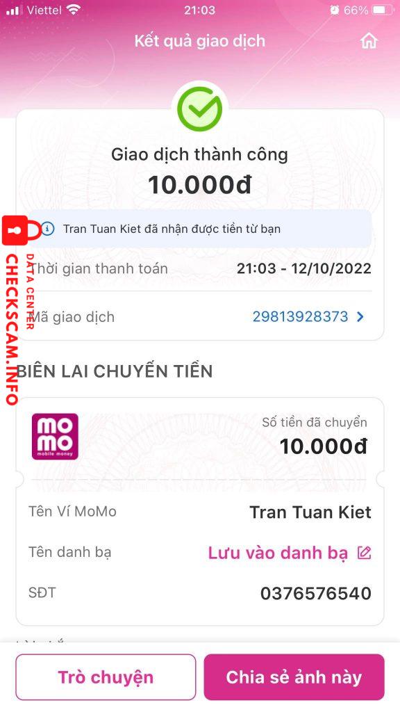 针对的证据 Trần Tuấn Kiệt