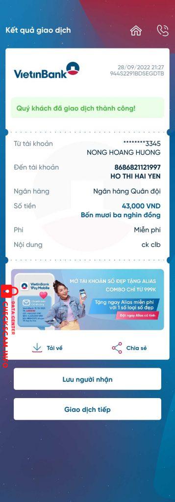 针对的证据 Hồ Thị Hải Yến