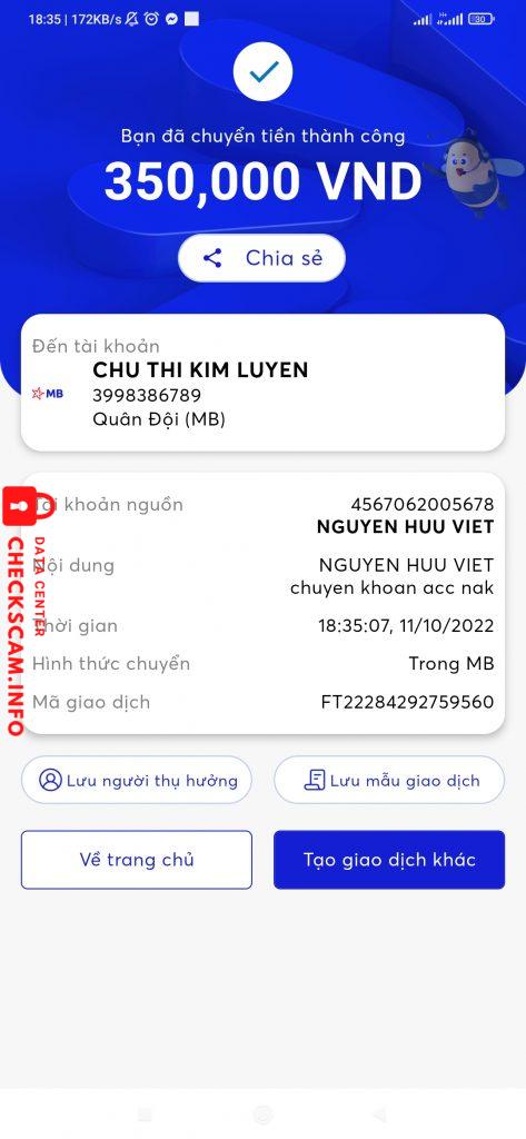 针对的证据 CHU THỊ KIM LUYẾN