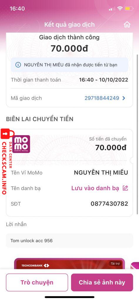 Evidence against Nguyễn Thị Miễu
