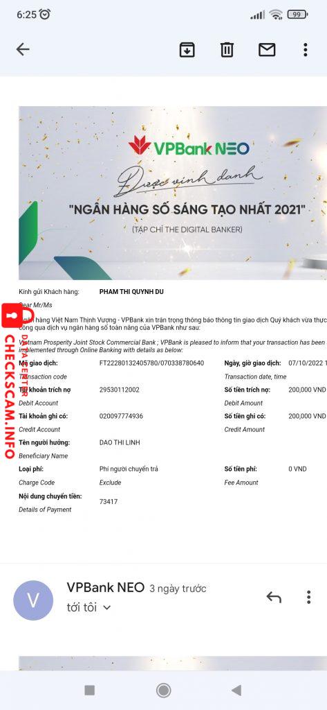 Evidence against Dao thi linh