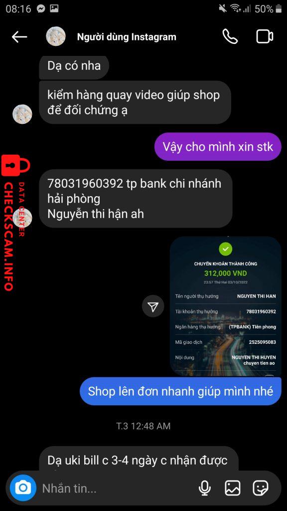 Evidence against Nguyễn Thị Huyền