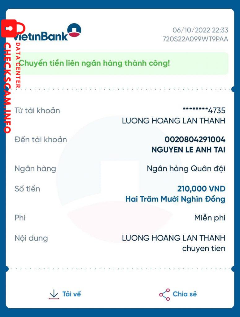 Evidence against NGUYEN LE ANH TAI