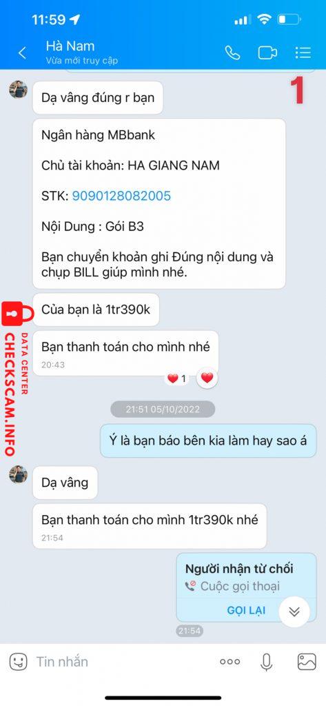 Evidence against HÀ GIANG NAM