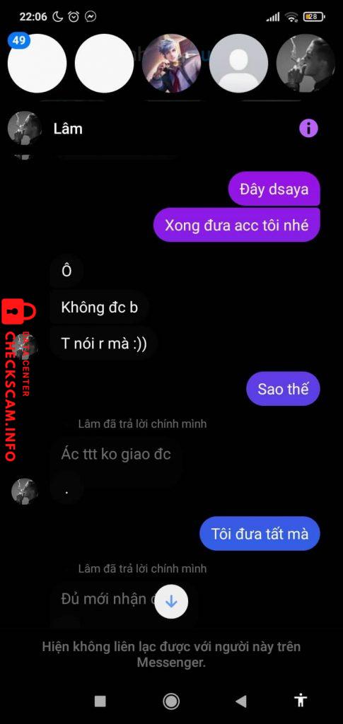 Evidence against Phạm Văn Lâm (Tên chính Phạm Văn Thành ở zalo)