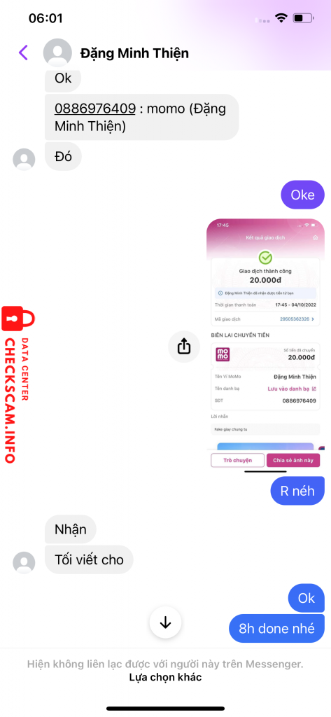 Bukti melawan Đặng Minh Thiện