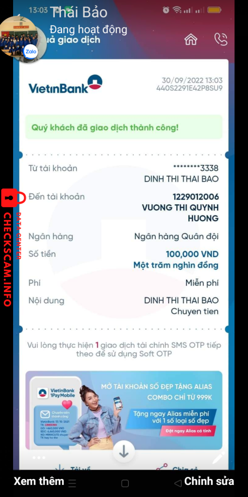 Evidence against Vuong thi quynh huong