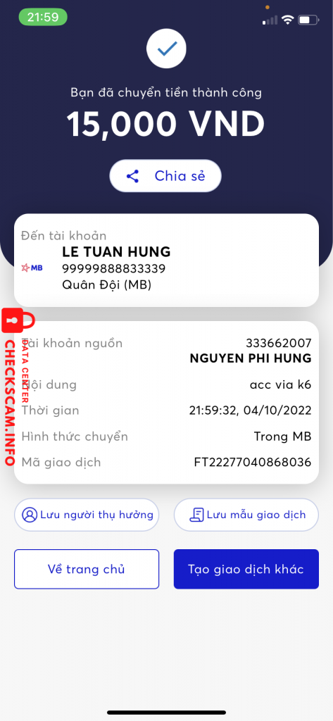 Evidence against LE TUAN HUNg
