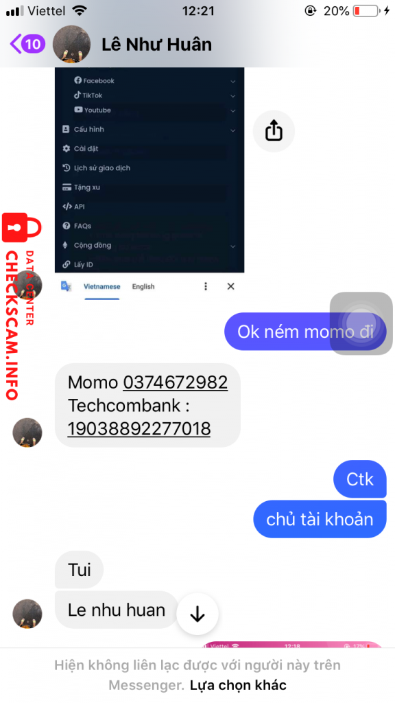 Evidence against Le Nhu Huan