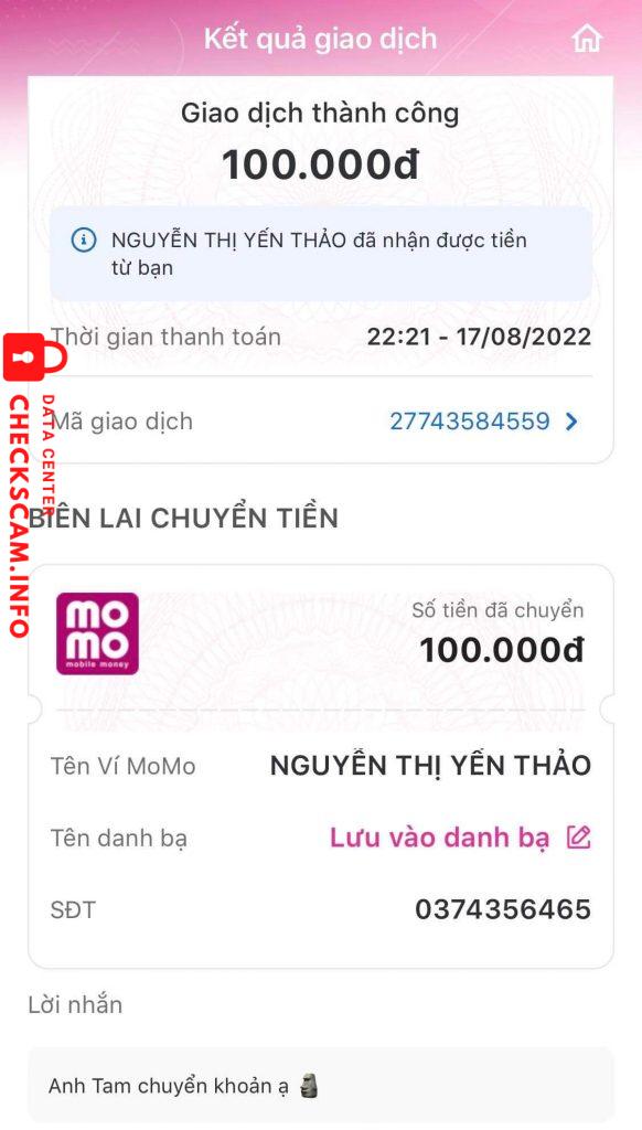 Evidence against NGUYỄN THỊ YẾN THẢO