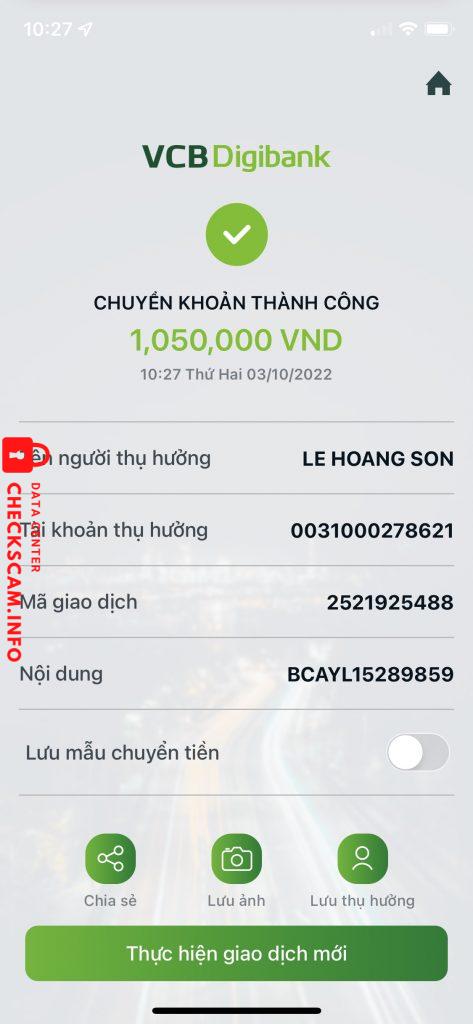 Bukti melawan LE HOANG SON