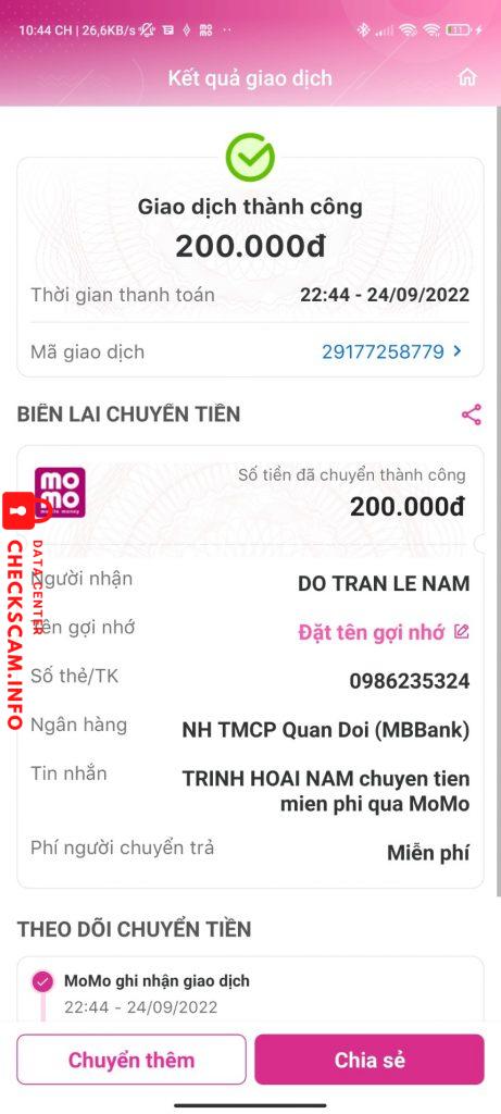 Evidence against DO TRAN LE NAM