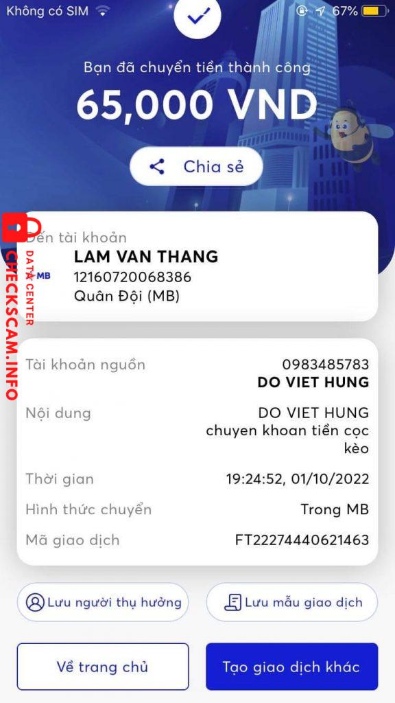 Evidence against Lâm Văn Thắng