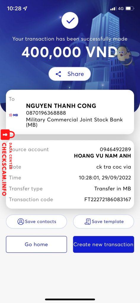 Evidence against NGUYEN THANH CONG