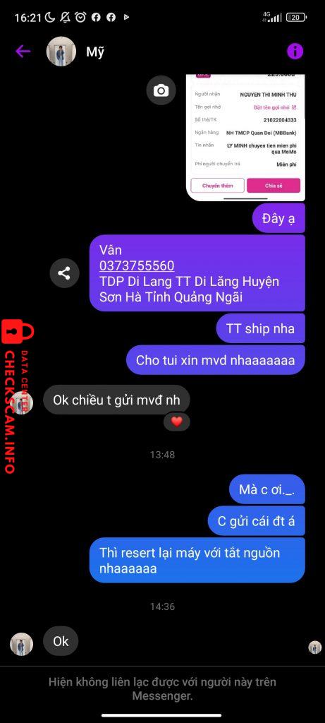 Evidence against Lê Đặng Mỹ Linh