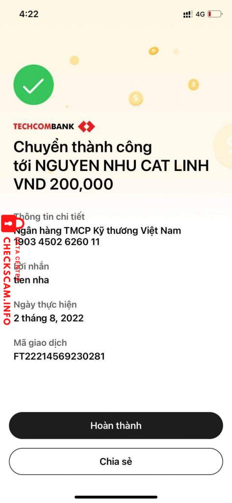 Evidence against Nguyen Nhu Cat Linh