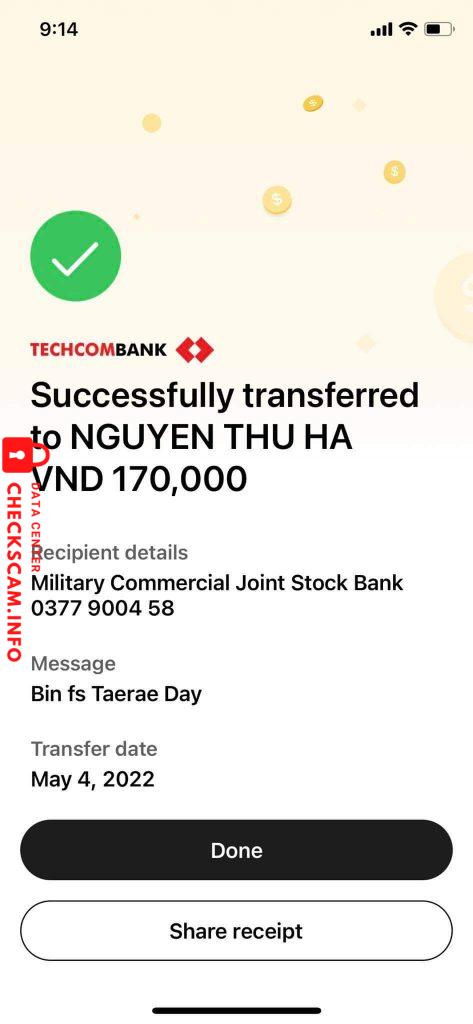 Evidence against Nguyễn Thu Hà