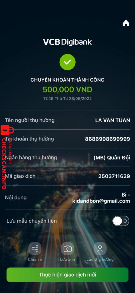 Evidence against La Van Tuan