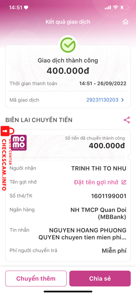 Evidence against Trịnh Thị Tố Như