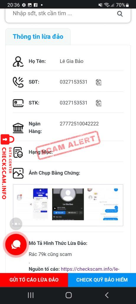 Evidence against Lê Gia Bảo