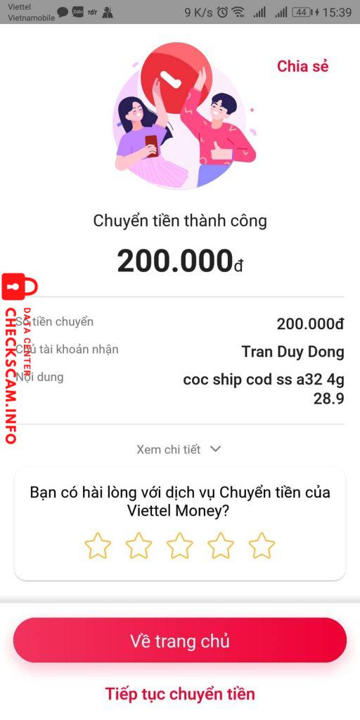 Evidence against TRAN DUY DONG