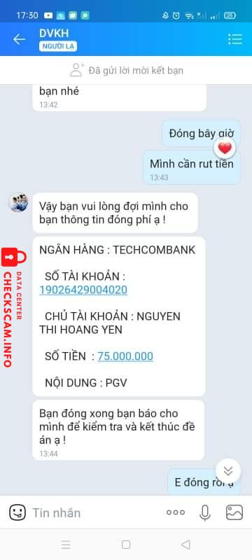 Evidence against Nguyễn Thị Hoàng Yen
