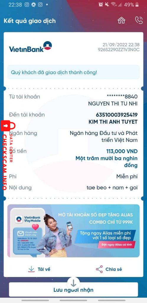 Evidence against KIM THI ANH TUYET