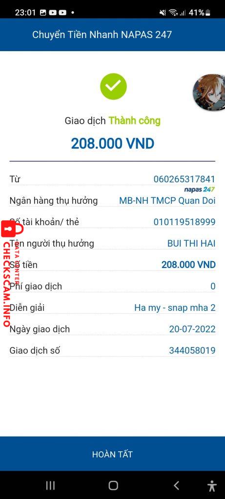 Evidence against Bui Thi Hai