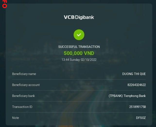 Evidencia contra Dương Thị Quế