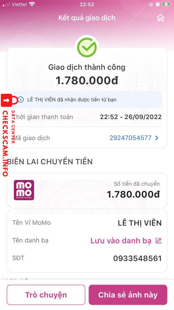 Evidencia contra Lê Thị Viên