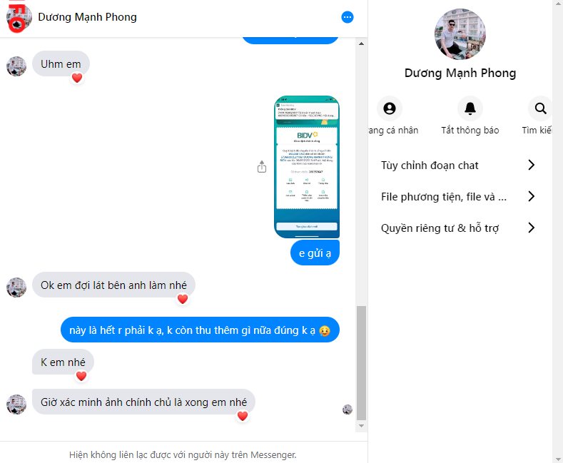 Evidencia contra Dương Mạnh Phong