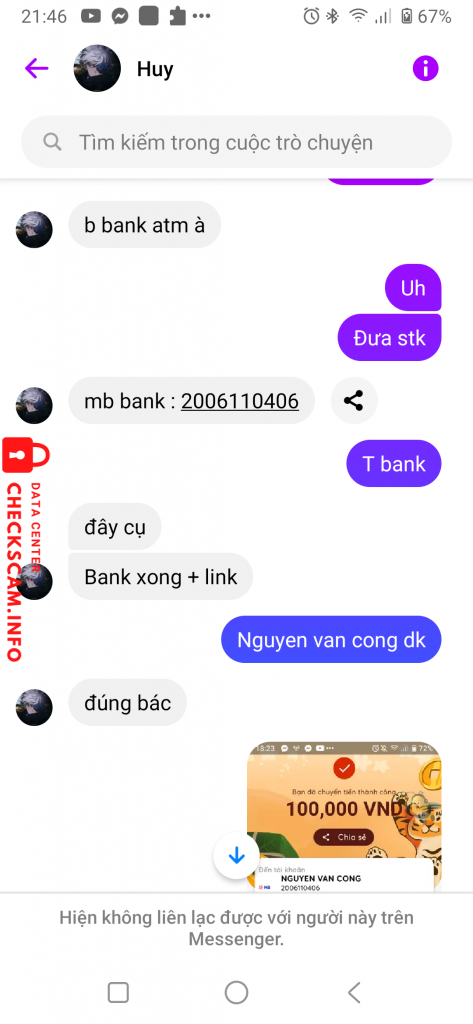 Evidencia contra Nguyễn Dương Huy