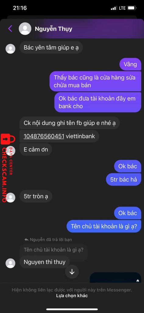 Evidencia contra NGUYEN THI THUY