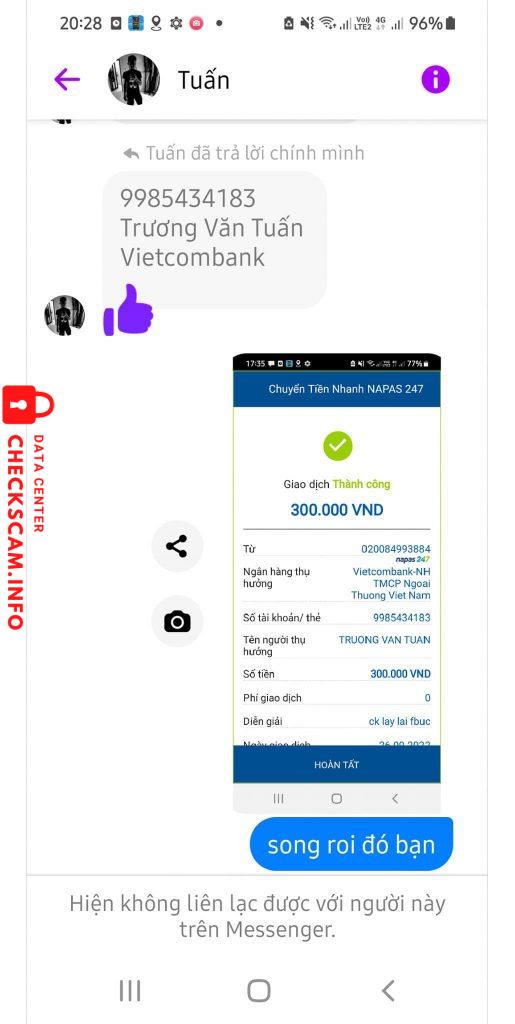 Evidencia contra Trương Văn Tuấn