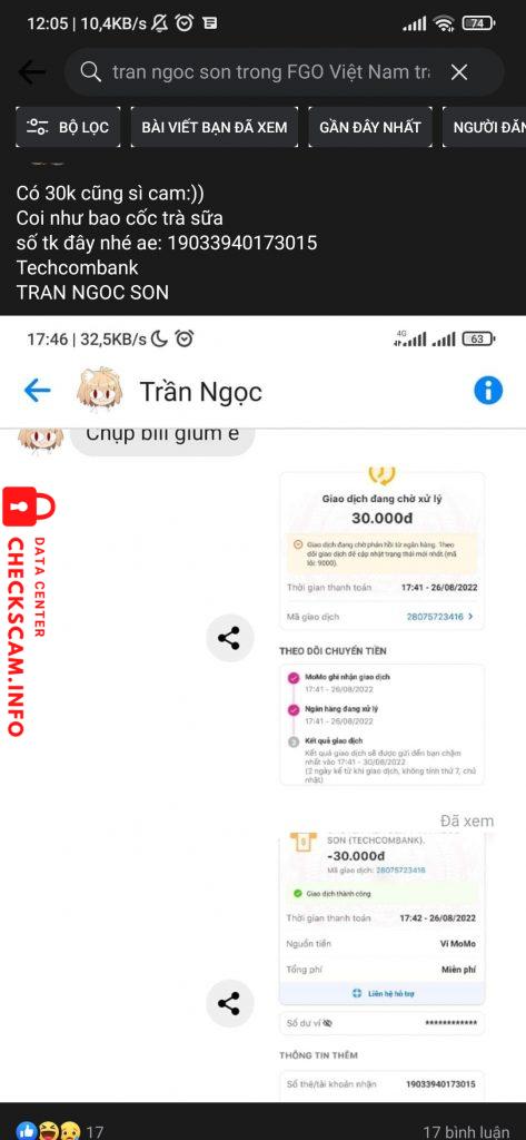 Evidencia contra TRAN NGOC SON 