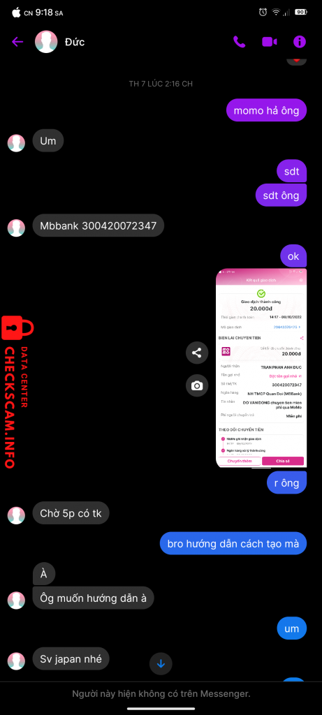 Evidencia contra TRAN PHAN ANH DUC 
