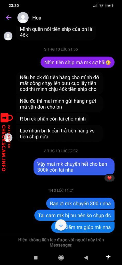 Evidencia contra Nguyen Thi Hoa 