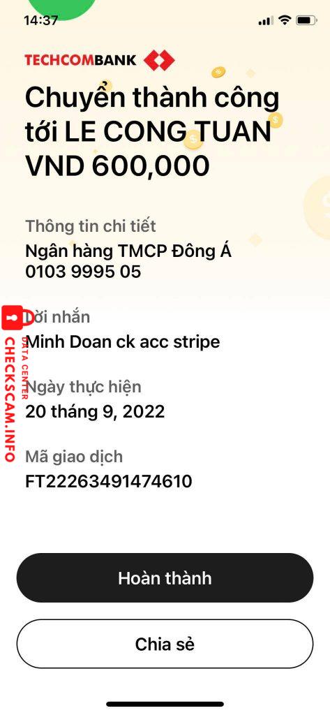 Evidencia contra Lê Công Tuấn