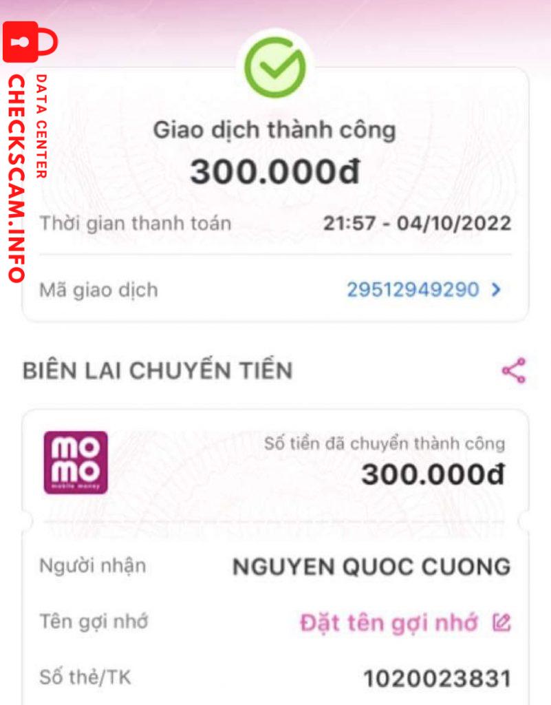 Evidência contra Nguyen Quoc Cuong 
